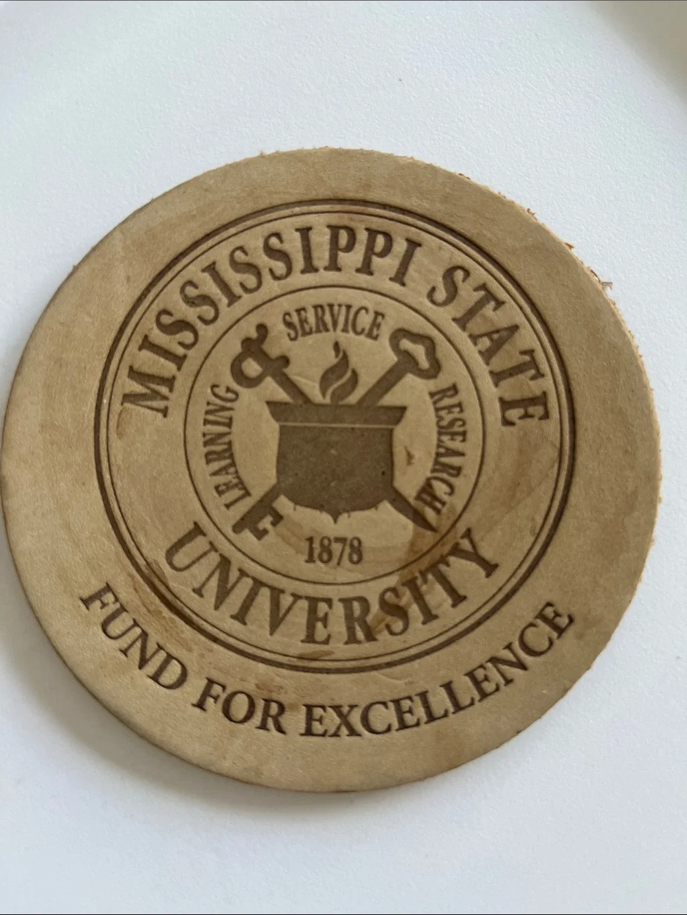 Mississippi State University Leather Coasters Set of 2 Vintage